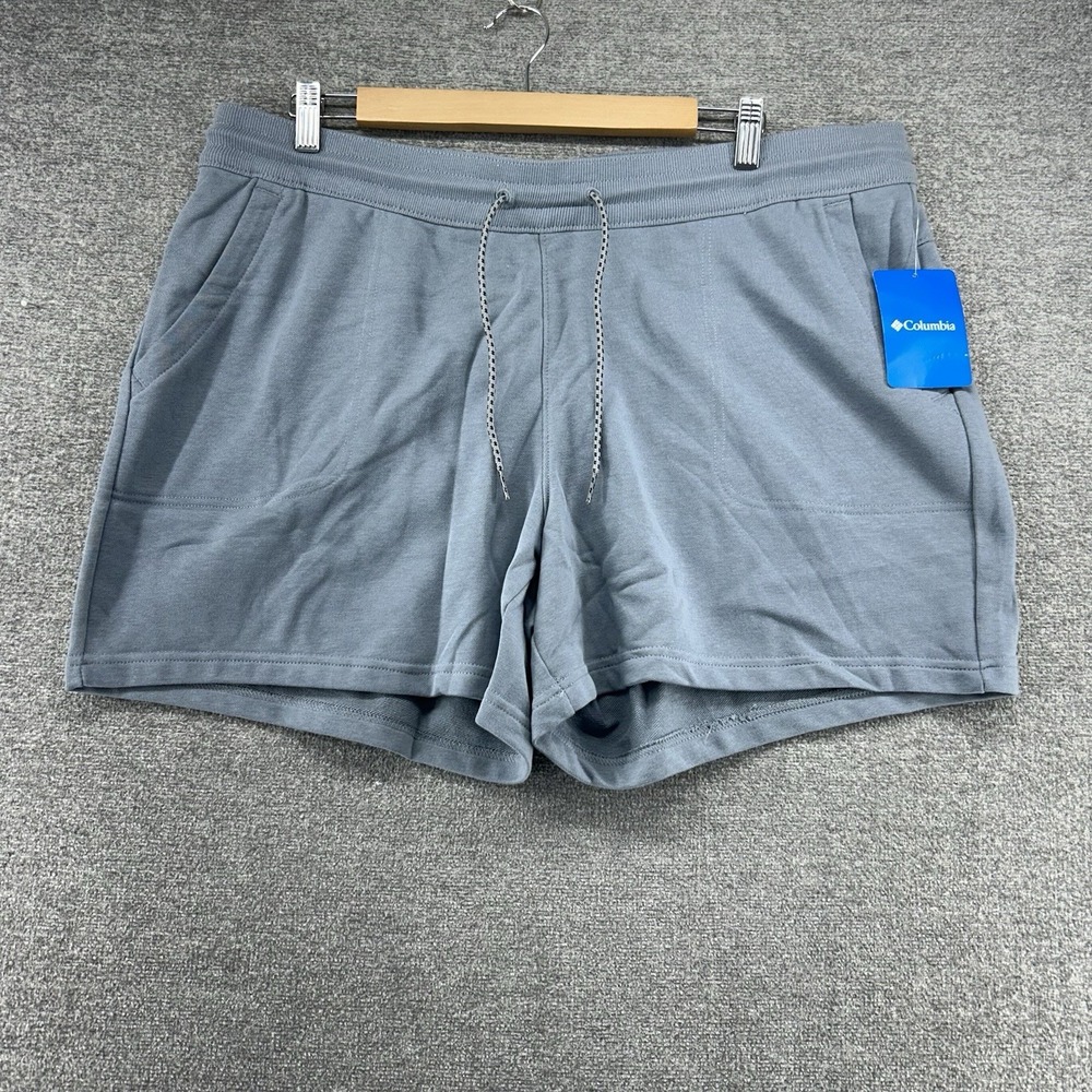 Columbia Pull On‎ Fleece Shorts Women Size XL Blue Drawstring Casual NEW